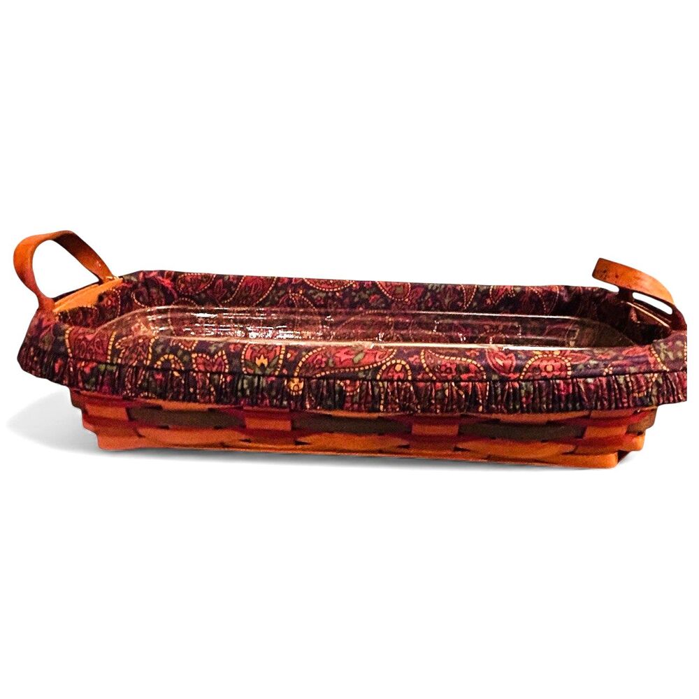 Longaberger 1997 Fathers Day Basket Personal Organizer Paisley Liner Protector